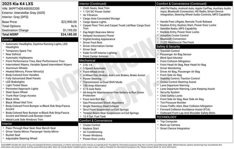 2025 Kia K4 LXS - 23031297 - 5