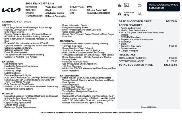 2025 Kia K5 GT-Line Automatic FWD - 22990743 - 2