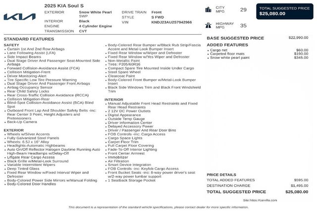 2025 Kia Soul S FWD - 23075142 - 2