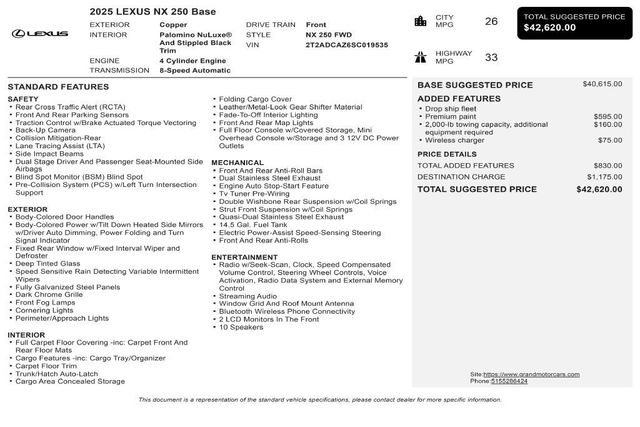2025 Lexus NX NX 250 FWD - 23100142 - 2
