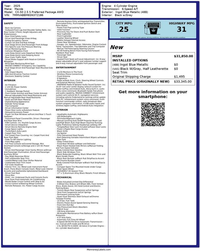 2025 Mazda CX-50 2.5 S Preferred Package AWD - 22972210 - 33