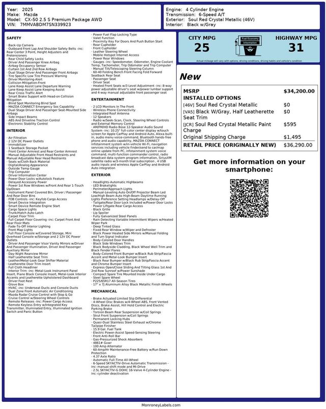 2025 Mazda CX-50 2.5 S Premium Package AWD - 22995117 - 33