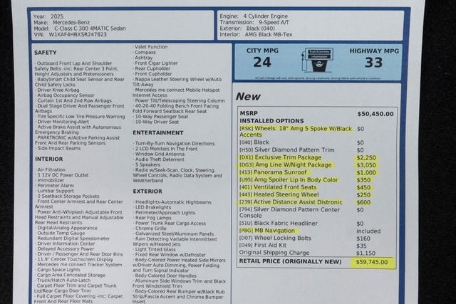 2025 Mercedes-Benz C-Class C 300 4MATIC Sedan - 22906327 - 11