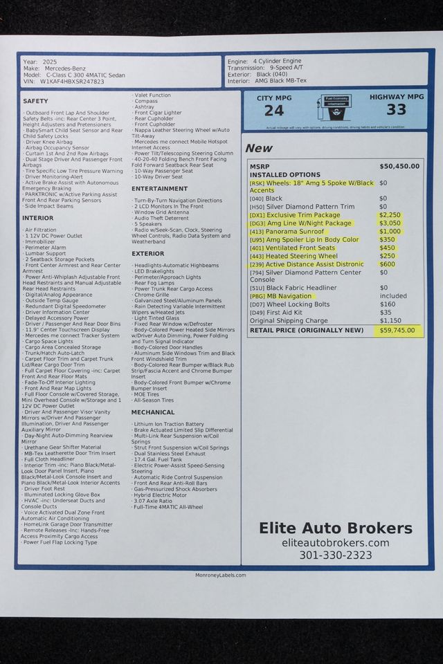 2025 Mercedes-Benz C-Class C 300 4MATIC Sedan - 22906327 - 63