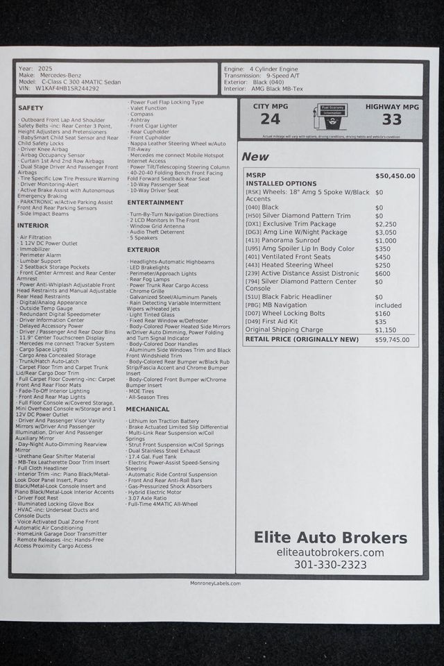 2025 Mercedes-Benz C-Class C 300 4MATIC Sedan - 22942087 - 54