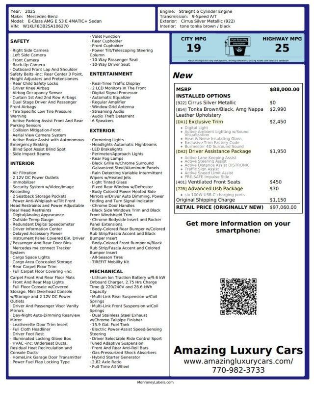 2025 Mercedes-Benz E-Class AMG E 53 E 4MATIC+ Sedan - 23081383 - 25