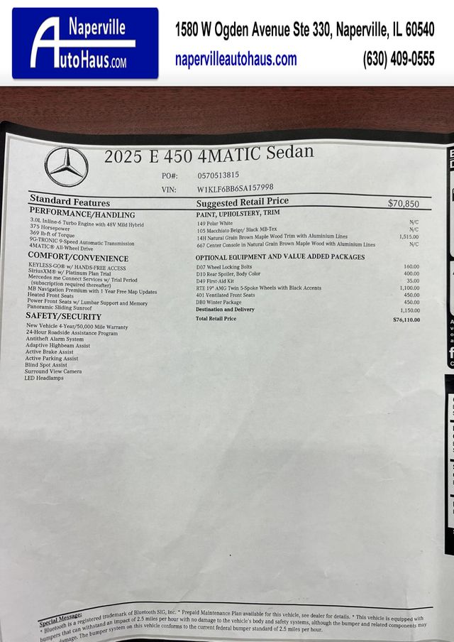 2025 Mercedes-Benz E-Class E 450 4MATIC Sedan - 22971445 - 0