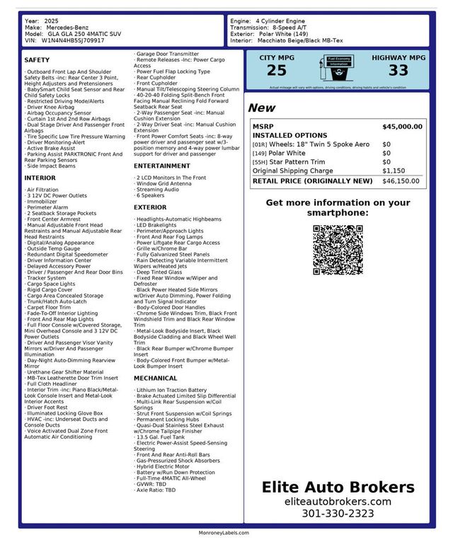 2025 Mercedes-Benz GLA GLA 250 4MATIC SUV - 22904718 - 46
