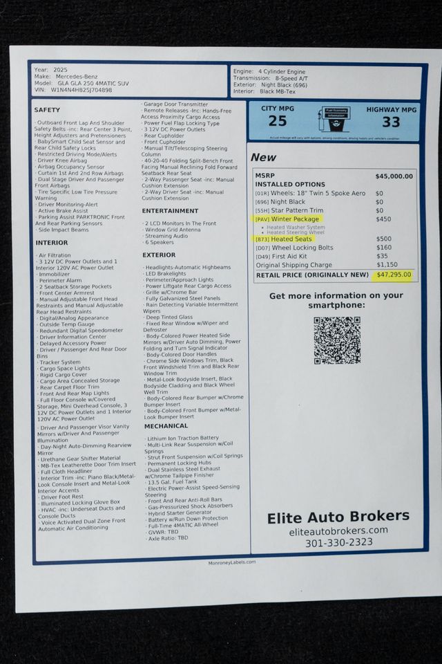 2025 Mercedes-Benz GLA GLA 250 4MATIC SUV - 23069826 - 45