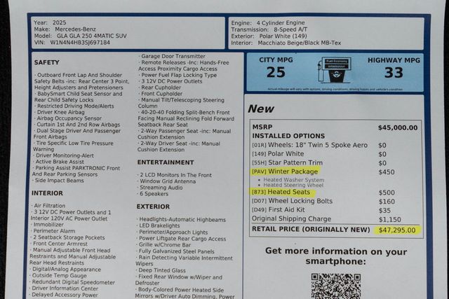 2025 Mercedes-Benz GLA GLA 250 4MATIC SUV - 23071907 - 44