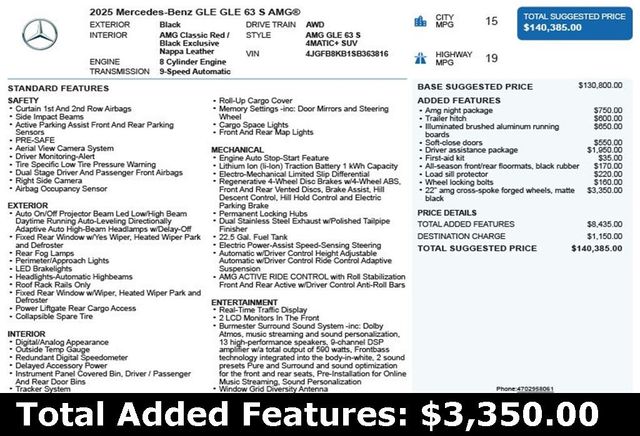 2025 Mercedes-Benz GLE AMG GLE 63 S 4MATIC+ SUV - 22966178 - 2