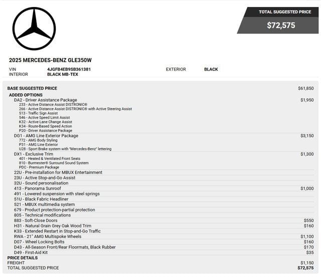 2025 Mercedes-Benz GLE GLE 350 SUV - 23093132 - 3