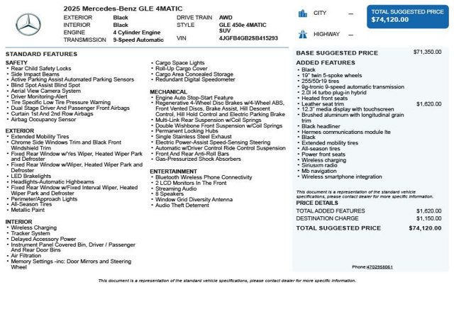 2025 Mercedes-Benz GLE GLE 450e 4MATIC SUV - 22994142 - 2