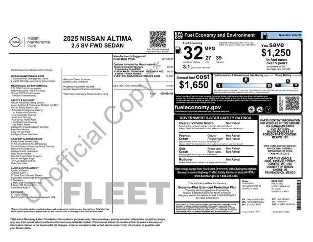 2025 Nissan Altima SV FWD - 22999283 - 5
