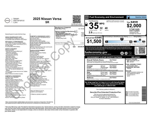 2025 Nissan Versa SR CVT - 23024040 - 5