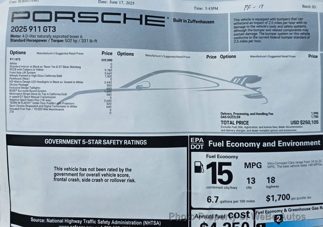 2025 Porsche 911 GT3 Coupe w/Touring Package - 23025651 - 1