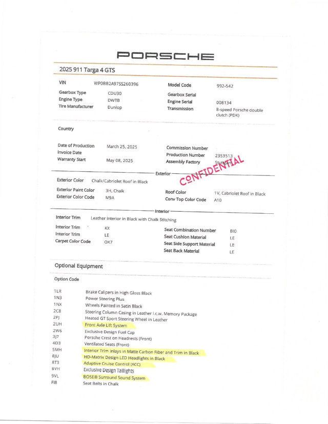 2025 Porsche 911 TARGA 4GTS CHALK...4,843 Miles...Targa 4GTS... - 23069073 - 1