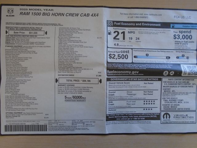 2025 Ram 1500 Big Horn 4x4 Crew Cab 5'7" Box - 23065236 - 35