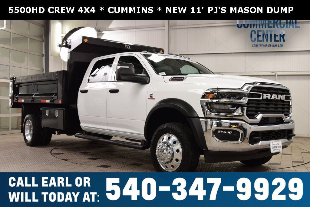 2025 Ram 5500 Chassis Cab 5500 CREW 4X4 * CUMMINS * 11' PJ'S MASON DUMP * DROP SIDES - 22981962 | Video 1