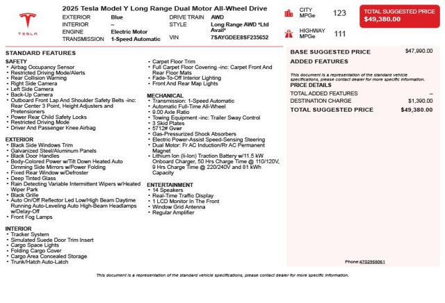2025 Tesla Model Y Long Range AWD - 23024114 - 2