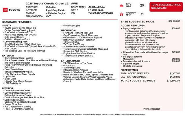 2025 Toyota Corolla Cross LE 4WD - 23015184 - 2