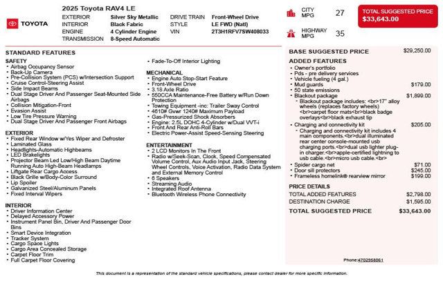 2025 Toyota RAV4 LE FWD - 23031030 - 2