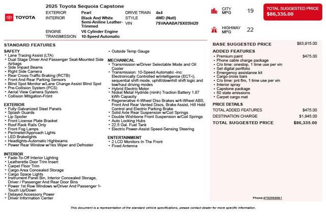 2025 Toyota Sequoia Capstone 4WD - 23029388 - 2