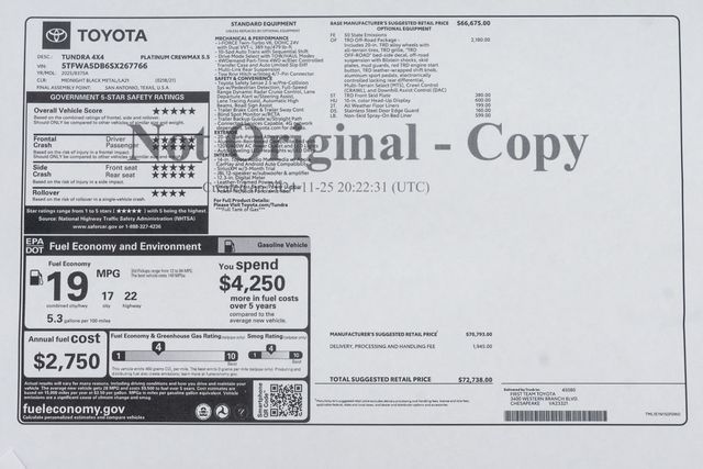 2025 Toyota Tundra 4WD Platinum CrewMax 5.5' Bed - 23061857 - 54