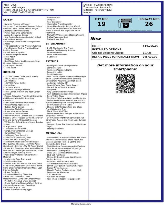 2025 Volkswagen Atlas 2.0T SE w/Technology 4MOTION - 22989430 - 39