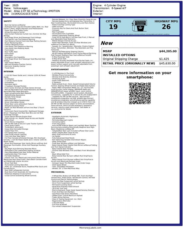 2025 Volkswagen Atlas 2.0T SE w/Technology 4MOTION - 22998407 - 37