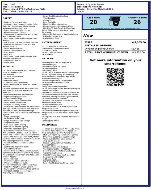 2025 Volkswagen Atlas 2.0T SE w/Technology FWD - 22998422 - 38