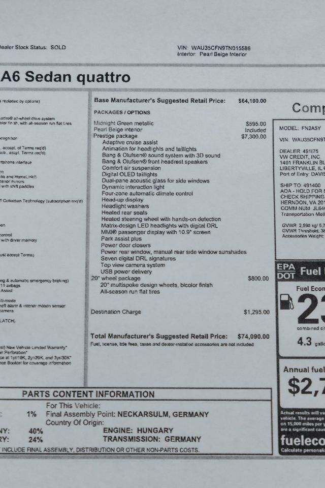 2026 Audi A6 Sedan Prestige quattro - 23050065 - 50
