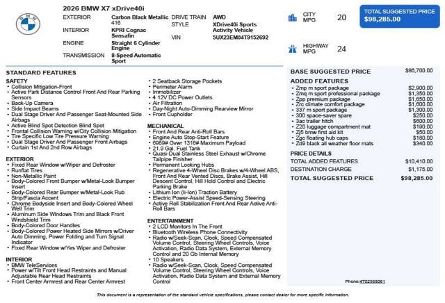 2026 BMW X7 xDrive40i Sports Activity Vehicle - 23022141 - 2