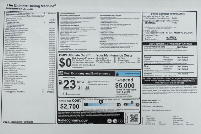 2026 BMW X7 xDrive40i Sports Activity Vehicle - 23003746 - 58