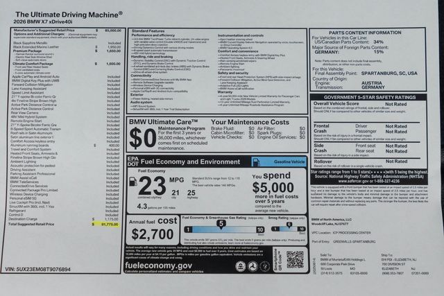 2026 BMW X7 xDrive40i Sports Activity Vehicle - 23073835 - 64