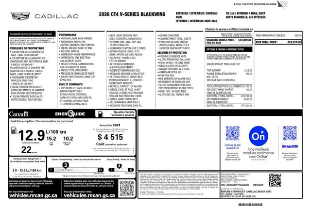 2026 Cadillac CT4-V 4dr Sedan Blackwing - 23071929 - 2