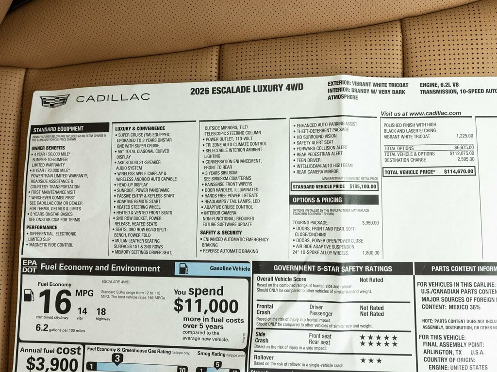 2026 Cadillac Escalade Luxury 4WD, Touring Package, 24" 10-Spoke Alloy Wheels - 22963686 - 86