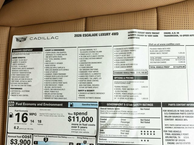 2026 Cadillac Escalade Luxury 4WD, Touring Package, 24" 10-Spoke Alloy Wheels - 22963686 - 86