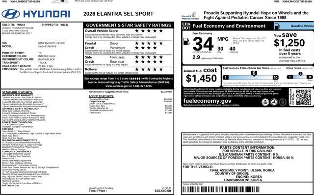 2026 Hyundai Elantra SEL Sport Sedan - 23075357 - 3