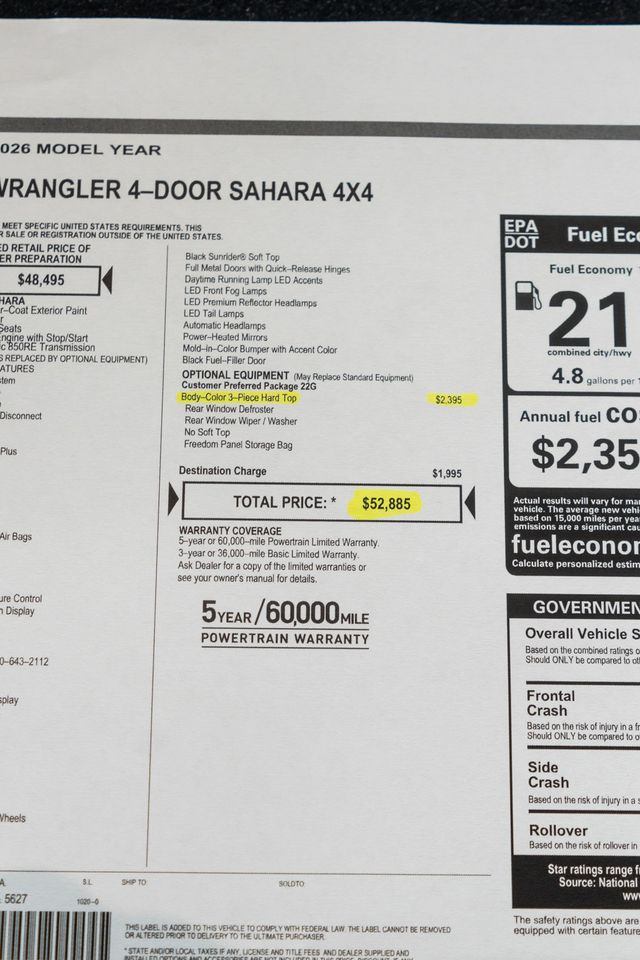 2026 Jeep Wrangler Sahara 4 Door 4x4 - 23081708 - 41