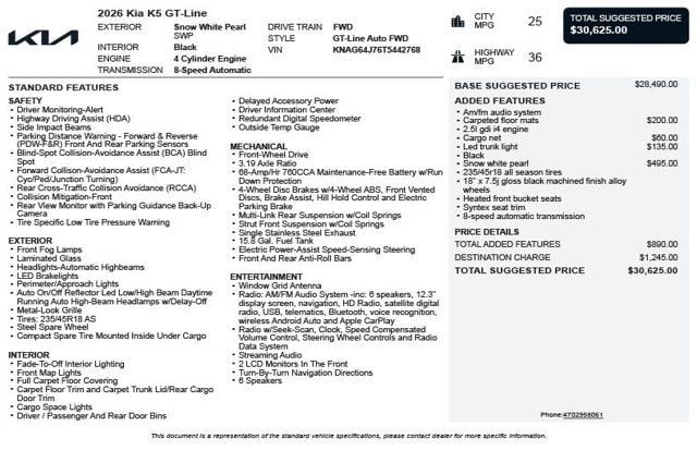 2026 Kia K5 GT-Line Automatic FWD - 23020341 - 2