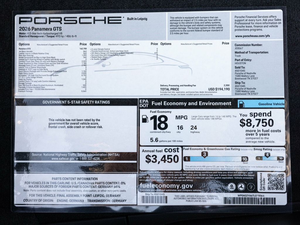 2026 Porsche Panamera GTS AWD, Premium Package, Burmester, Massage Seats - 22964003 - 68