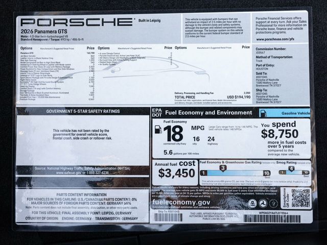 2026 Porsche Panamera GTS AWD, Premium Package, Burmester, Massage Seats - 22964003 - 68