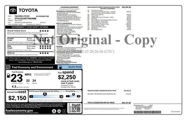 2026 Toyota Tacoma 4WD Limited Hybrid Double Cab 5' Bed Automatic - 23068867 - 16